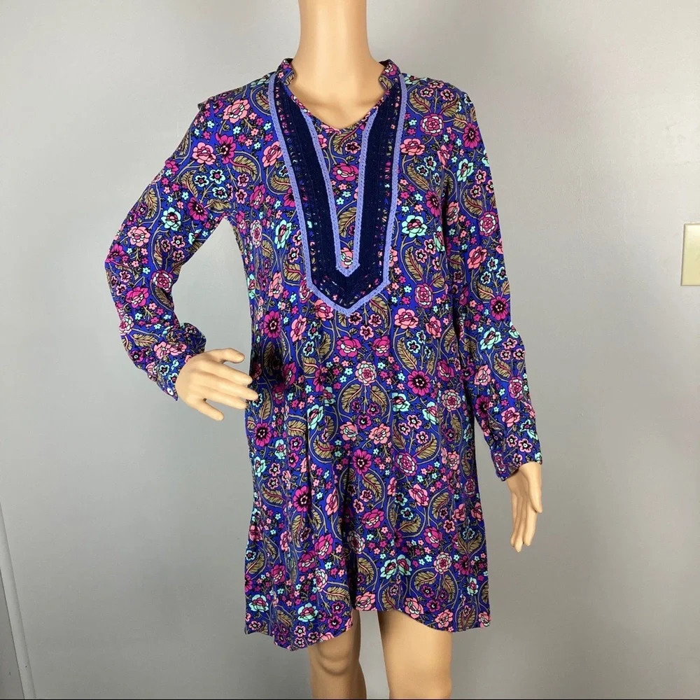 Matilda Jane Womens XS Thoughts and Dreams Floral Dress Long Sleeve, High-Low